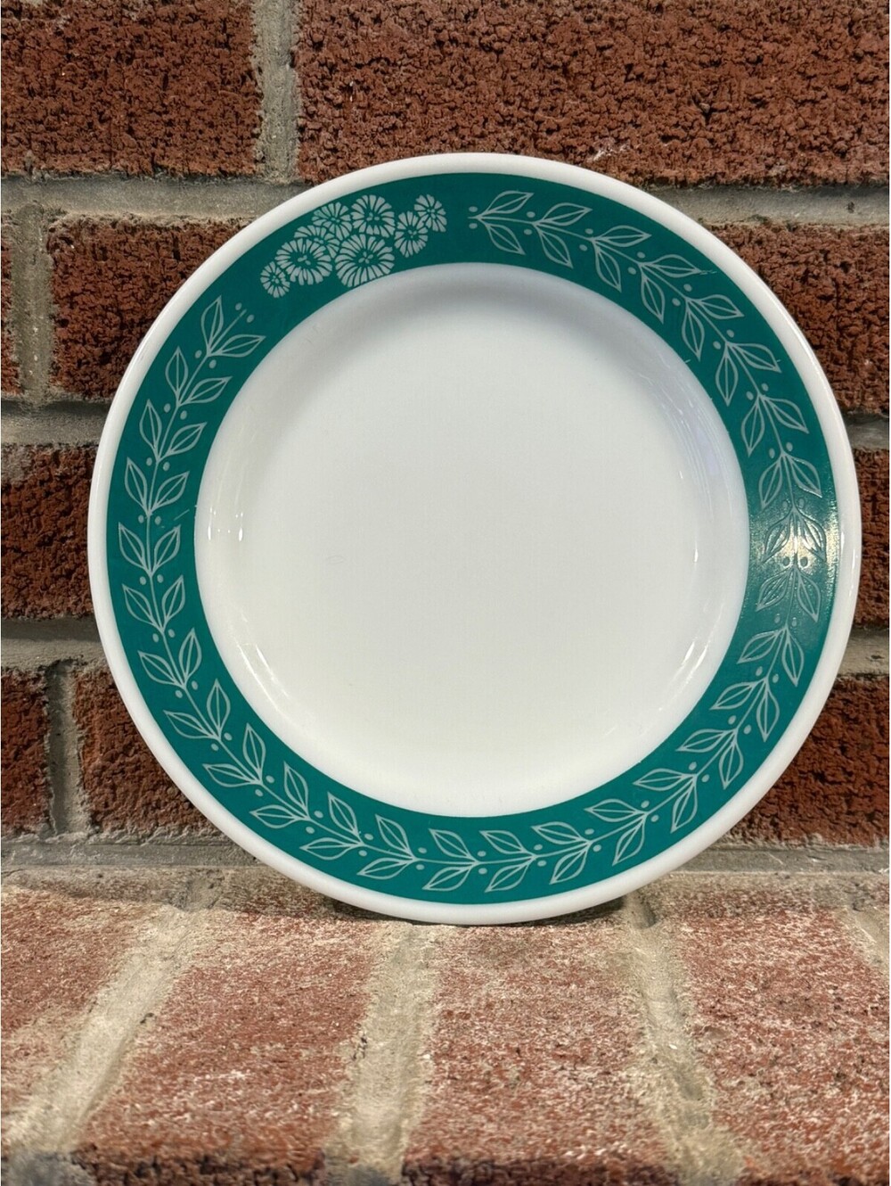 Vintage Pyrex Teal Floral Dinner Plate Replacement Piece 10.5” USA